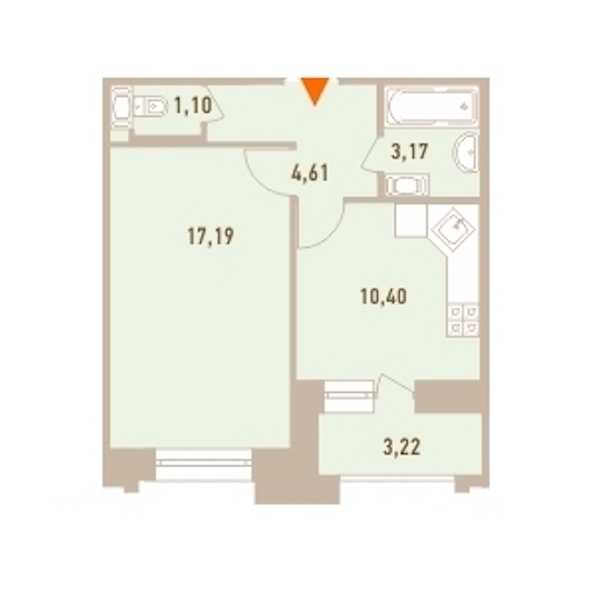 Однокомнатная квартира в : площадь 38.08 м2 , этаж: 11 – купить в Санкт-Петербурге